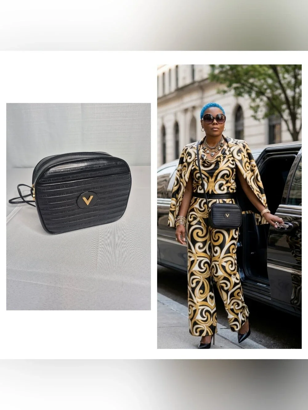 Mario Valentino V-Strap Quilted Crossbody Bag